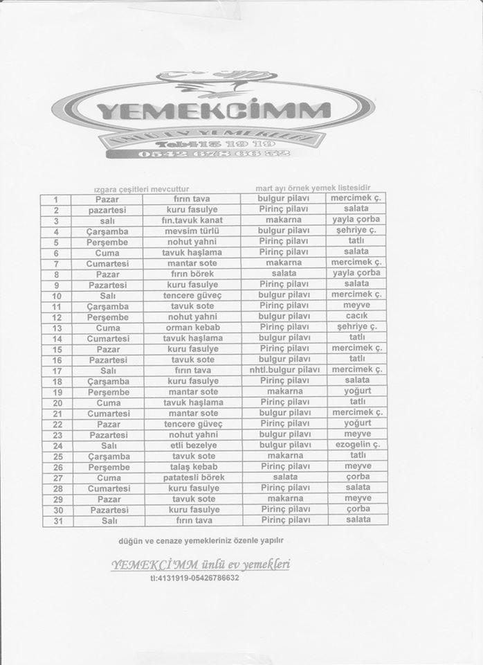 Yemekcimm Ünlü Ev Yemekleri Elbistan / Kahramanmaraş 0 (542) 678 66