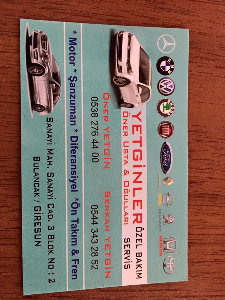 Yetginler Performans Oto Bakim Servisi Giresun 0 (544) 343 28