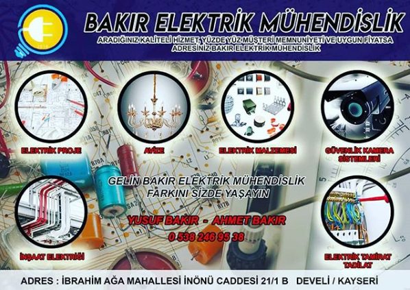 bakir elektrik muhendislik develi kayseri 0 538 246 95 birmilyonnokta