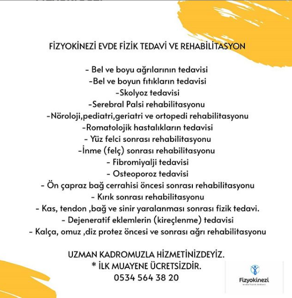 Fizyokinezi Evde Fizik Tedavi Bahçelievler / İstanbul 0 (534) 564