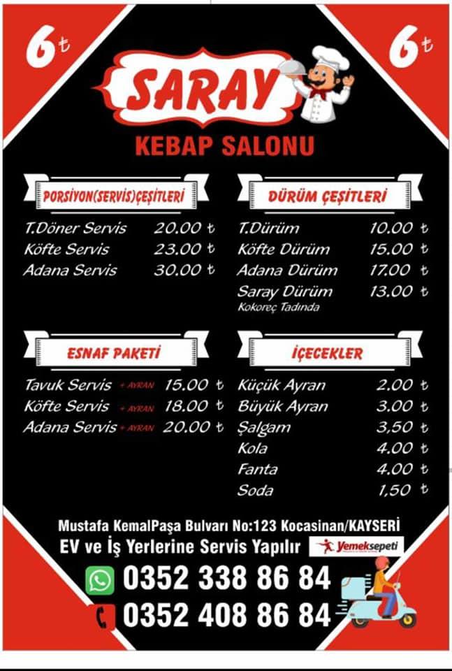 Saray Kebap Salonu Kocasinan Kayseri 0 352 338 86 Birmilyonnokta